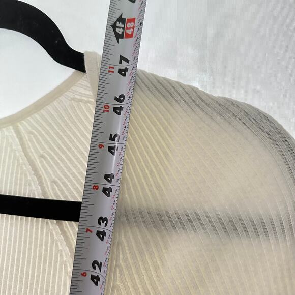 NWT Abercrombie & Fitch Cream Ribbed Knit Long Sleeve Cutout Bodycon Maxi Dress - Picture 8 of 9